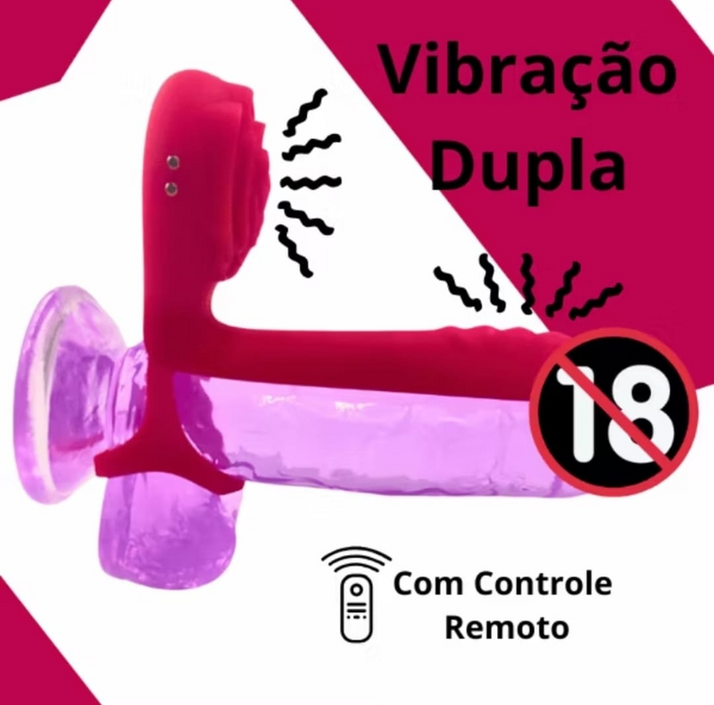 Vibrador & Estimulador Rosa - Dupla Penetração - Recarregável